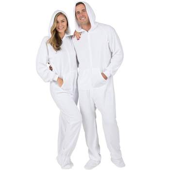Footed Pajamas - Arctic White Adult Hoodie Fleece Onesie