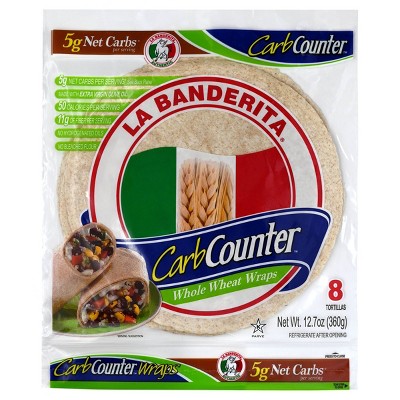 La Banderita Carb Counter Whole Wheat Wrap Tortillas - 12.7zo/8ct