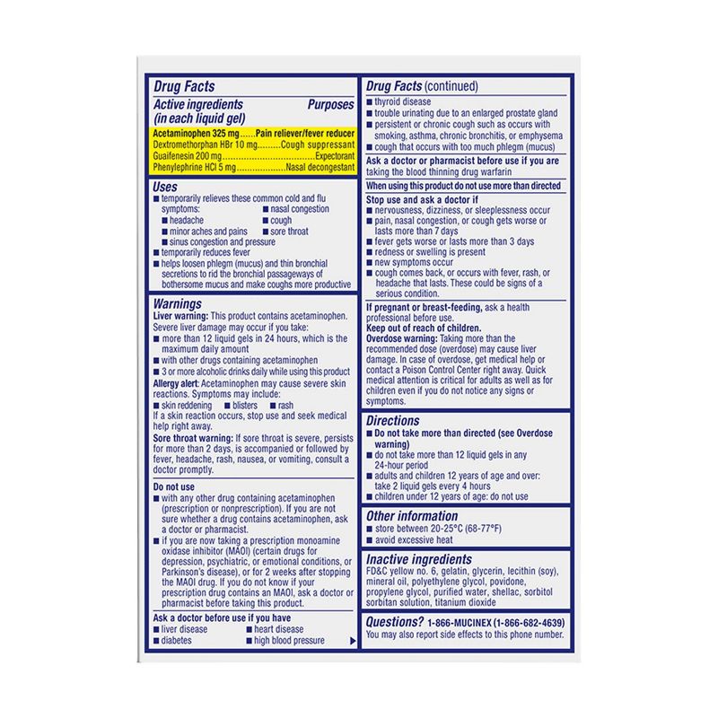 Mucinex Max Strength Cold &#38; Flu Medicine - Liquid Gels - 16ct, 3 of 9