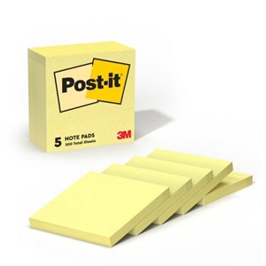 Post-it 5pk 3" x 3" Pop-up Notes 100 Sheets/Pad - Canary Yellow: Sticky Notes, Paper Basics, Uncoated, Glue Binding - 1 of 4