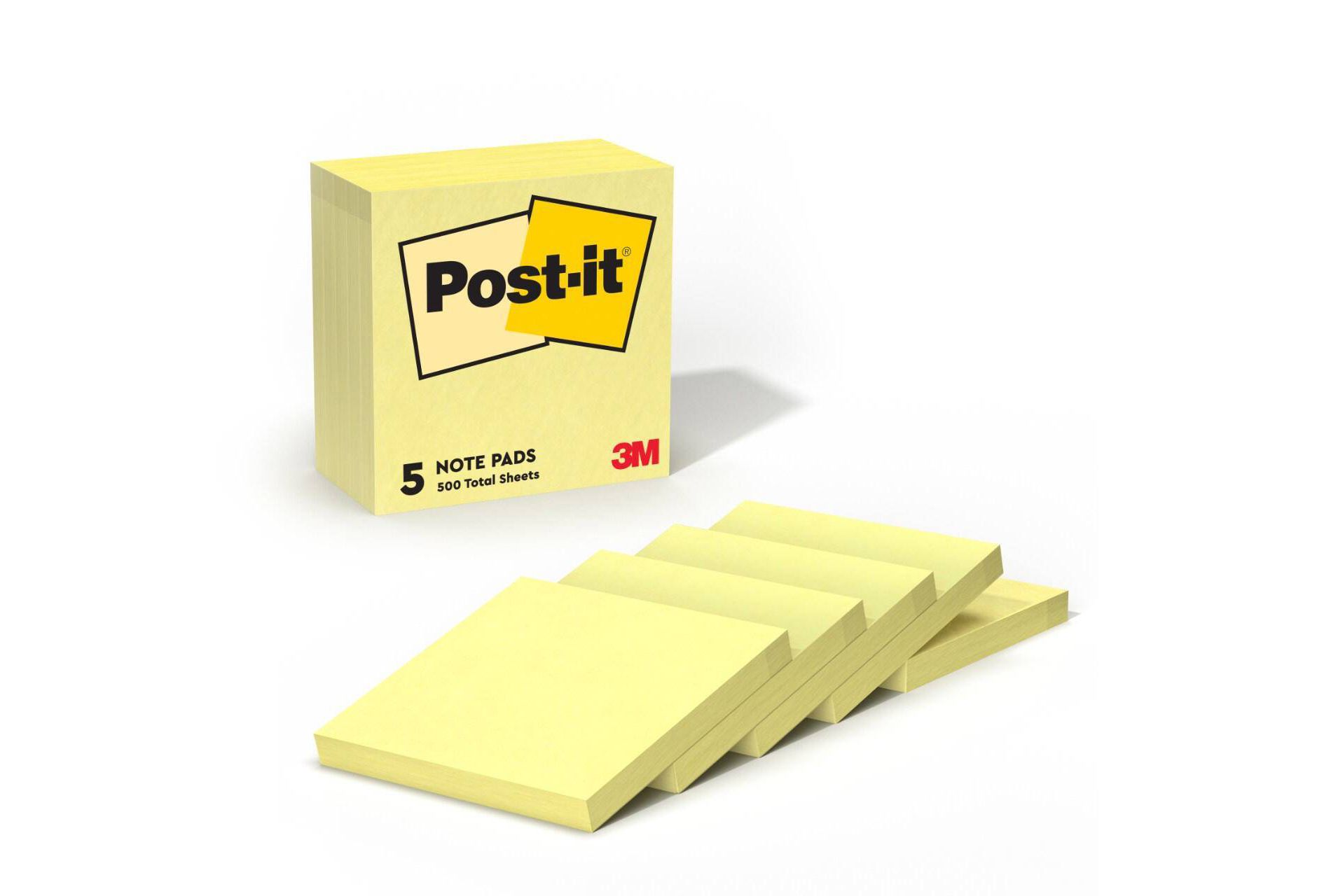 Post-it 5pk 3" x 3" Pop-up Notes 100 Sheets/Pad - Canary Yellow: Sticky Notes, Paper Basics, Uncoated, Glue Binding