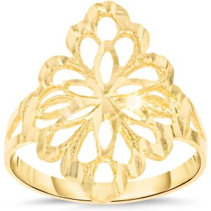 10k Yellow Gold 21.1mm Floral Openwork Filigree Ring - 1 of 4