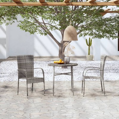 vidaXL Garden Dining Set Black Poly Rattan, Powder-Coated Steel, PP board