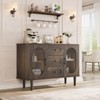 47" Sideboard Buffet Cabinet with Fluted Glass Doors & 3 Drawers, Mid-Century Credenza with Adjustable Shelves for Kitchen, Dining Room - 4 of 4