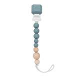 Loulou Lollipop Silicone + Wood Soother Holder in Silicone Clip - Color Pop Slate
