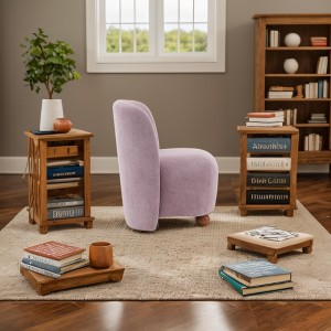 Okak Modern Low Back Accent Chair with Round Wooden Feet,Comfy Vanity Chair for Bedroom,Apartment - 1 of 4