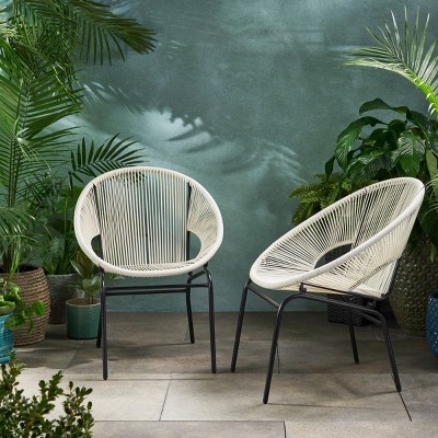 Coolbibila-Modern Patio Chairs, Patio Furniture Chairs Made By Woven Polyethylene Rattan, Dining Chairs Set Of 2