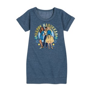 - Barbie - Barbie and Friends Holiday Graphic Short Sleeve Fleece Dress - 1 of 3