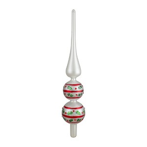 Northlight 14.75" White, Red and Green Glass Finial Christmas Tree Topper - 1 of 3