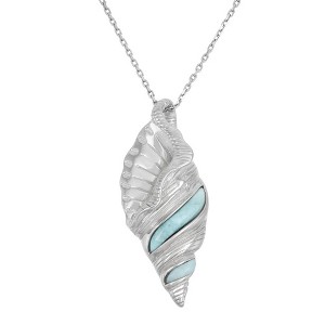 Caribbean Treasures Sterling Silver, Larimar Conch Shell 18" Pendant Necklace - Blue - 1 of 2
