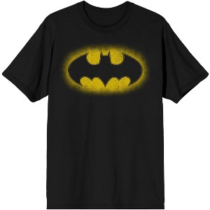 Batman Classic Spray Oval Shield Logo Men's Black Graphic Tee - 1 of 3