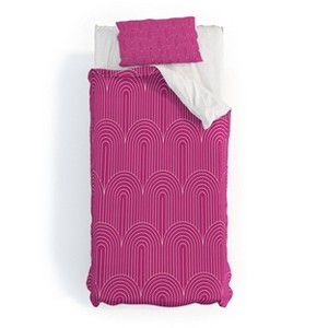 Deny Designs Twin/ Twin Extra Long Colour Poems Art Deco Arch Pattern Pink Duvet Cover and Pillow Sham Pink - 1 of 4