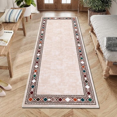 Area Rugs for Living Room Bedroom Non-Slip Washable Rugs Modern Bordered Large Area Rug Stain Resistant & Low