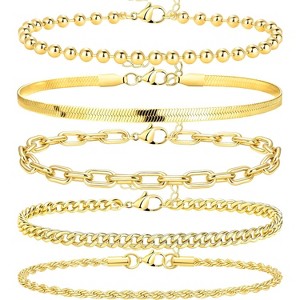 Large Anklets for Women Large Ankle, 14K Real Gold Dainty Anklets for Women Waterproof - 1 of 4