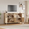55" Large Buffet Sideboard Cabinet with 4 Glass Doors and Shelves, Farmhouse Storage Cabinet for Kitchen Dining Room, Living Room - 4 of 4