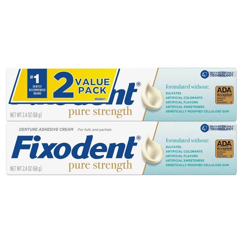 Fixodent Pure Strength Full/Partial Denture Adhesive Cream, 2.4 oz: ADA  Accepted