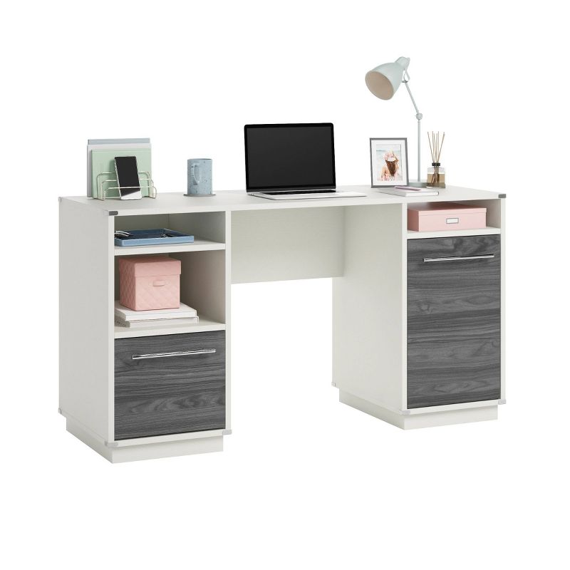 Vista Key 1Drawer Desk Misted Elm - Sauder: Coastal Style, File Storage, Adjustable Shelves, Laminated Surface, 3 of 9