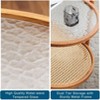 VINGLI Double-Layer Oval Ripple Glass and PE Rattan Tabletop Paired with Heat Transfer Wood Grain Iron Frame Coffee Table - 2 of 4