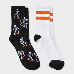Boys' 2pk Skeleton Halloween Crew Socks - Cat & Jack™ - 1 of 3