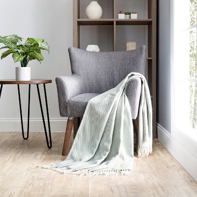 Soft Herringbone Throw Blanket With Fringe 50" X 60" - Becky Cameron