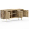 Freemont Sideboard Buffet and Wine Rack Fog Gray - WyndenHall: Brass Inlay, 3 Shelves, Solid Mango Wood - 2 of 4