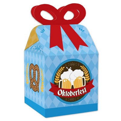 Big Dot of Happiness Oktoberfest - Square Favor Gift Boxes - Beer Festival Bow Boxes - Set of 12