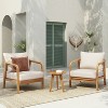 Christopher Knight Home Sylas 3 Piece Modern Acacia Wood Patio Seating Set with Woven Backrest and Deep Cushions - 2 of 4