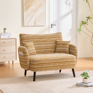 Aortzio 46.7"W Modern Boucle Mini Loveseat Sofa Chair with Pillows & Storage Pocket - 1 of 4