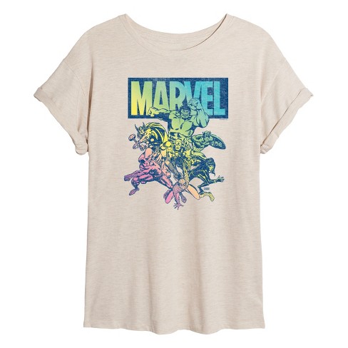 Women's - Marvel - Avengers Group Rainbow Oversized Graphic T-Shirt - image 1 of 4