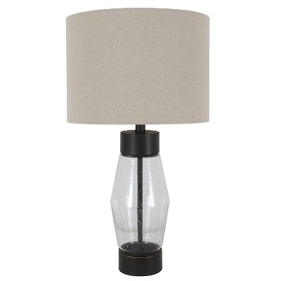 26.25" Glass and Metal Cadance Convex Table Lamp (Includes LED Light Bulb) Bronze - Decor Therapy