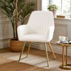 Mshliw Set of 2 Faux Leather Mid-Back Dining Chairs with Gold Plated Metal Legs, Removable Cushions and Ergonomic Support, Set of 2 for Dining - 2 of 4