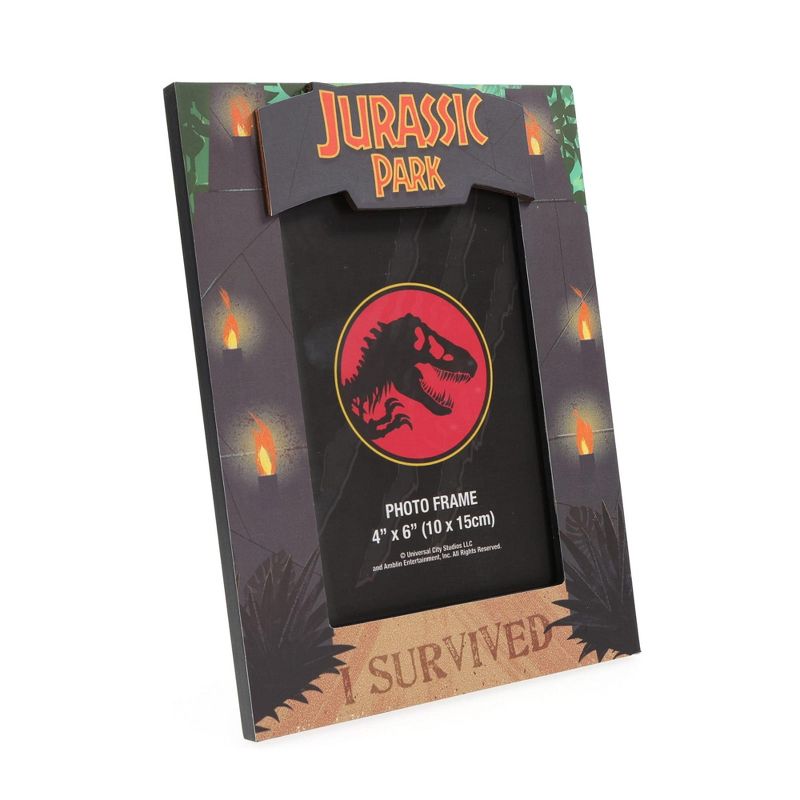 Silver Buffalo Jurassic Park "I Survived" Die-Cut Photo Frame | Holds 4 x 6 Inch Photos, 2 of 10