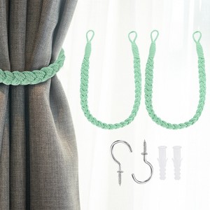 Unique Bargains Cotton Hand-Woven Decorative Metal Hook Curtain Drapes Holdbacks 23.6" - 1 of 4