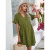 Clearlove Summer Dress Casual Lantern Sleeve V Neck Button Dress Swing Flowy Maternity Dresses - 2 of 4