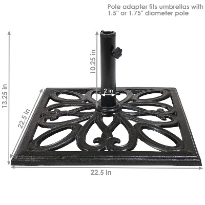 Heavy-Duty Black Cast Iron Square Patio Umbrella Base