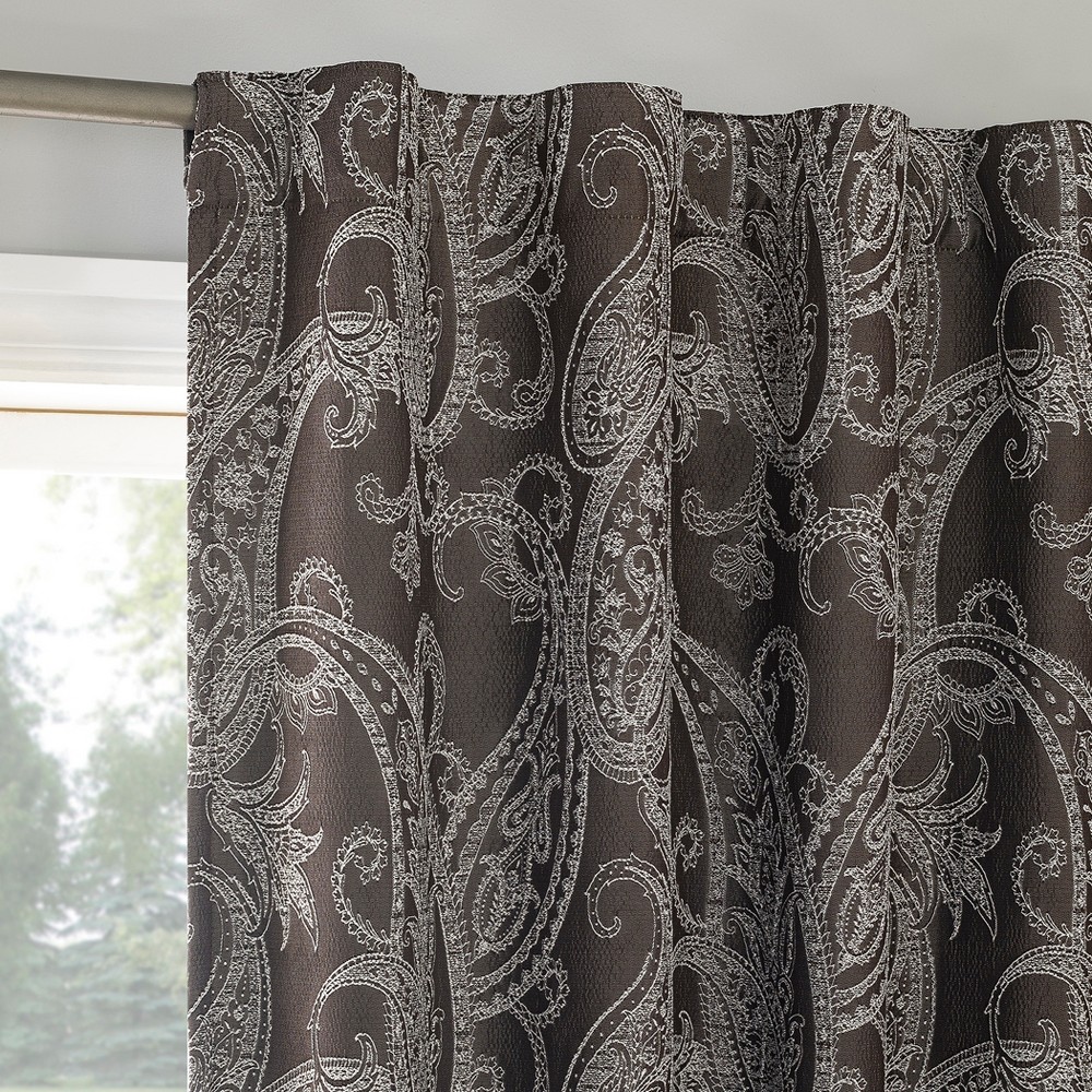 Photos - Curtains & Drapes 40"x84" Sun Zero 100 Blackout Pedra Paisley Embroidery Back Tab Curtain Pa