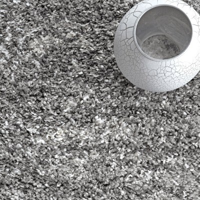 Contemporary Gray 4' x 6' Braided Shag Area Rug