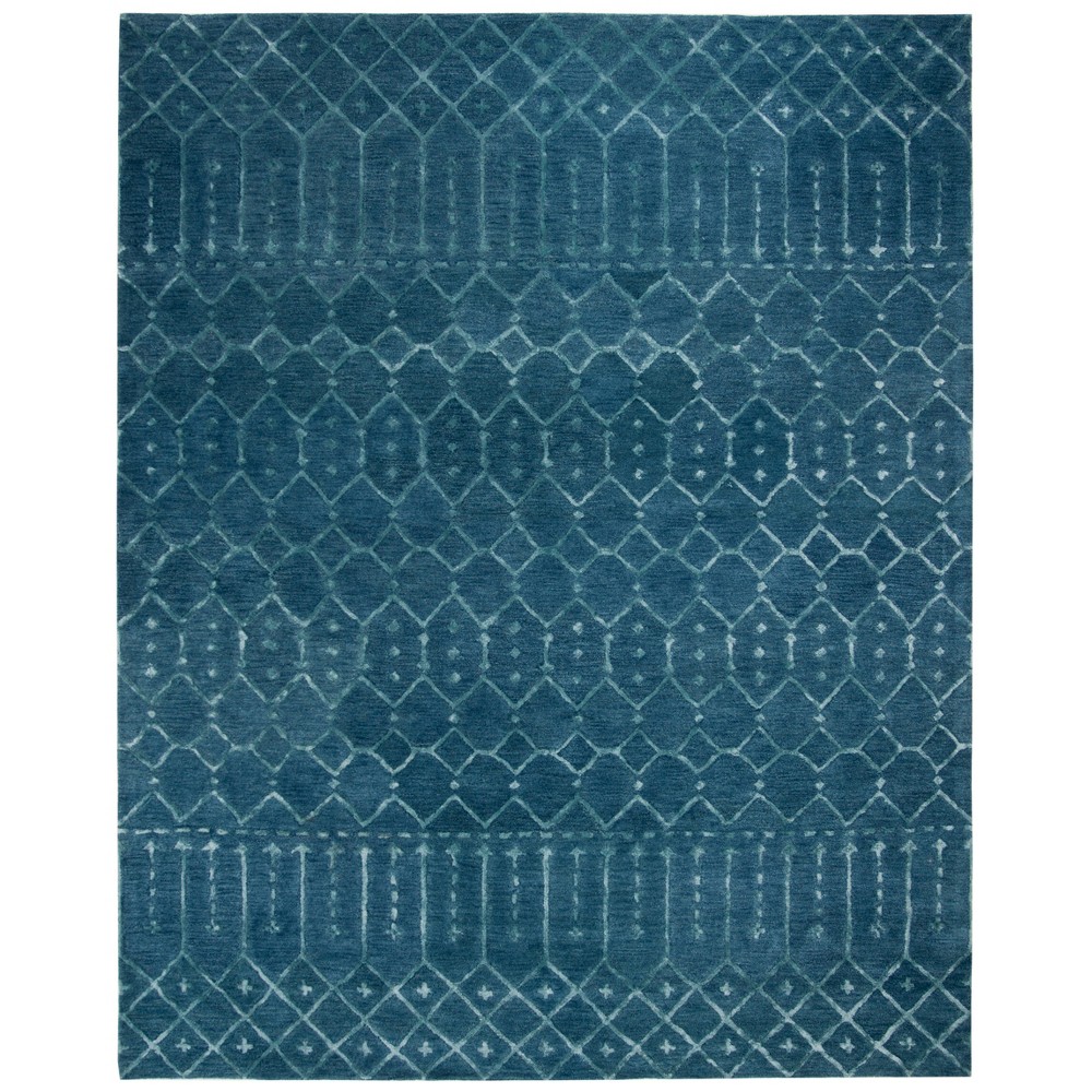 8'x10' Geometric Design Tufted Area Rug Navy/Silver - Safavieh