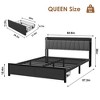 Bed Frame with Functional Storage Headboard, Industrial Full Platform Bed with 2 Large Drawers, Black Bed Frame – No Box Spring Required - 2 of 4