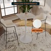 LeisureMod Verve 24" Sqaure Bar Height Dining Table - Modern MDF Top with White Pedestal Base Counter Height Table for Kitchen, Home, and Pub - 3 of 4