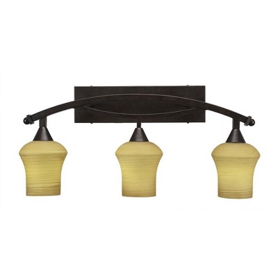 Toltec Lighting Bow 3 - Light Vanity in  Bronze with 5.5" Zilo Cayenne Linen  Shade