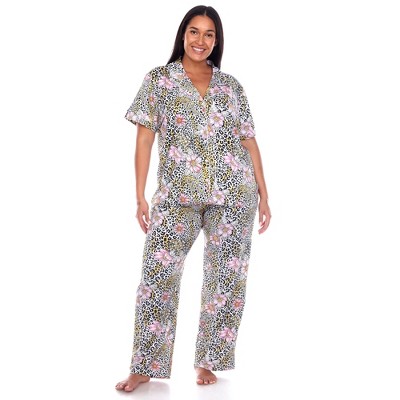 Plus Size Casual Pajama Set Womens Plus Colorblock Geometric Print Long  Sleeve Button Up Top With Pocket Pants Pajama Two Piece Set, Check Out  Today's Deals Now