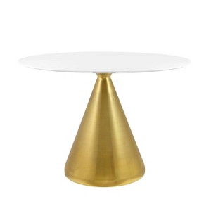 42" Tupelo Oval Wood Dining Table Gold White - Modway: Mid-Century, MDF Top, Steel Base - 1 of 4