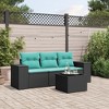 vidaXL 4 Piece Patio Sofa Set with Cushions Black Poly Rattan - 2 of 4