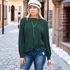 Amaryllis Women's Long-Sleeve Casual Boat Neck Loose-Fit Blouse Soft Stretchy Knit - 3 of 4