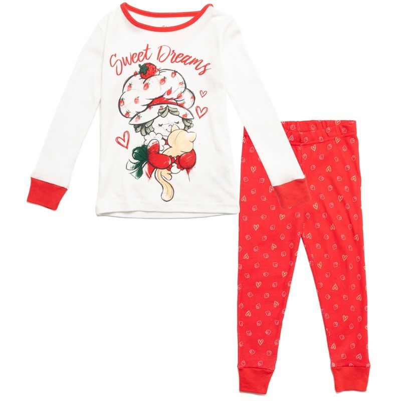 Strawberry Shortcake Pajama Shirt and Pants Sleep Set Red / White , 1 of 7