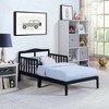 Infurnic Beds, Toddler Single Bed with Safety Guardrails and Headboard, Low To Floor Design for Toddler Children, Black, 70"*36"*27" - 2 of 4