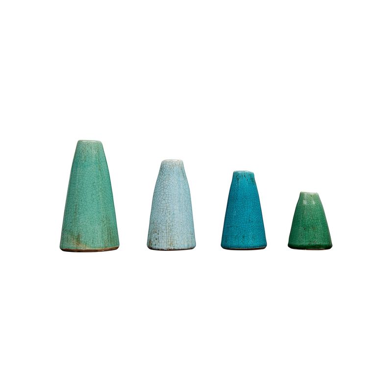 Set of 4 Terra-cotta Vases Aqua Colors - Storied Home, 3 of 7