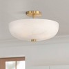 Regency Hill Brock 16" Modern Semi Flush-Mount Ceiling Light Fixture Kitchen Foyer Hallway Round Warm Gold Finish Faux Alabaster Glass Bedroom - 2 of 4