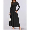 Women's Round Neck Ruched Pocket Slim - Fit Long - Sleeve Knit Maxi Dress, Elegant and Comfortable Dress for Multiple Occasions - 4 of 4